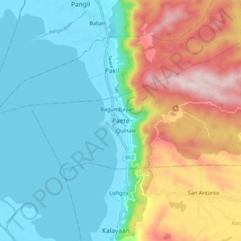 Topografische Karte Paete, Höhe, Relief