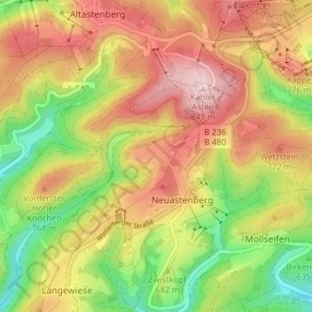 Topografische Karte Lenneplätze, Höhe, Relief