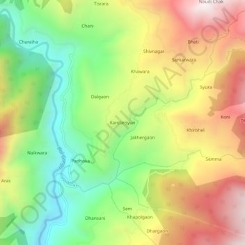 Topografische Karte Kandarsyun, Höhe, Relief