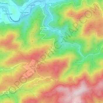 Topografische Karte Le Sahuc, Höhe, Relief