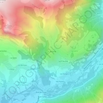 Topografische Karte Les Richards, Höhe, Relief