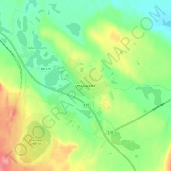 Topografische Karte Svappavaara, Höhe, Relief