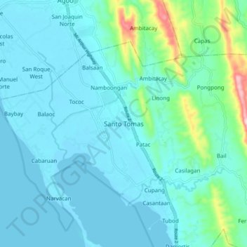Topografische Karte Santo Tomas, Höhe, Relief