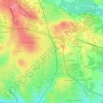 Topografische Karte Garissou, Höhe, Relief