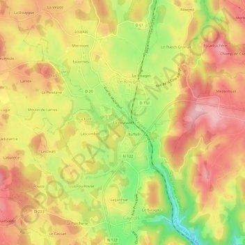 Topografische Karte La Peyrade, Höhe, Relief