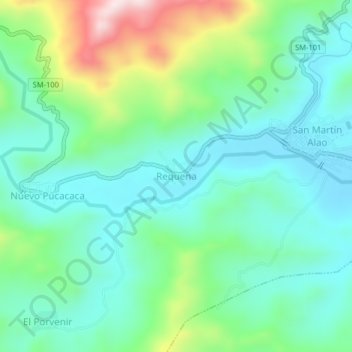 Topografische Karte Requena, Höhe, Relief