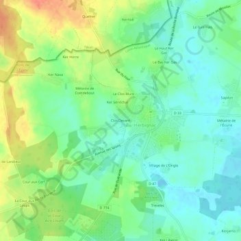Topografische Karte Clos Devant, Höhe, Relief