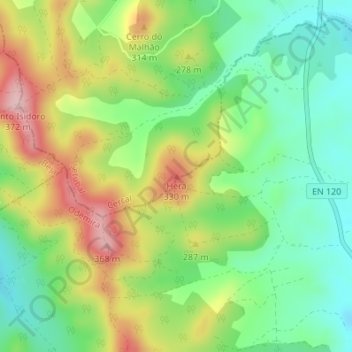 Topografische Karte Hera, Höhe, Relief