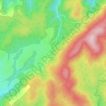 Topografische Karte Les Escudiés Bas, Höhe, Relief