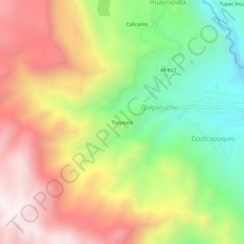 Topografische Karte Tocyasca, Höhe, Relief