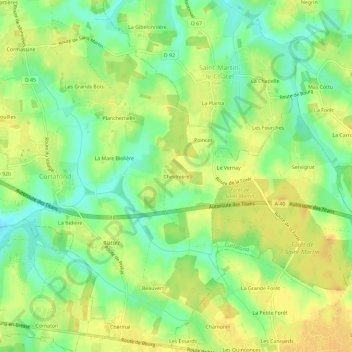Topografische Karte Chevinière, Höhe, Relief