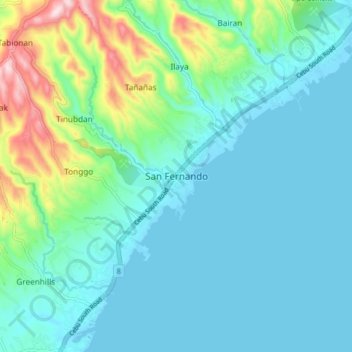 Topografische Karte San Fernando, Höhe, Relief