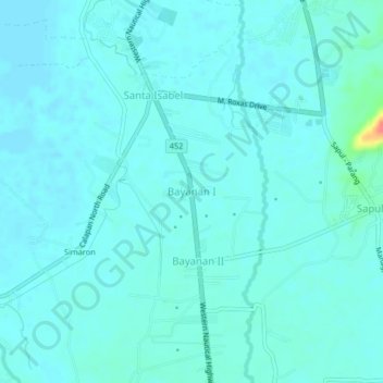 Topografische Karte Bayanan I, Höhe, Relief
