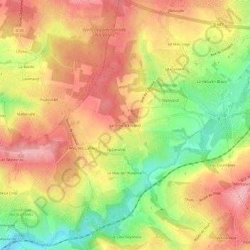 Topografische Karte La Croix d'Envaud, Höhe, Relief