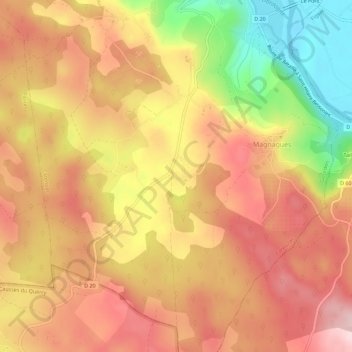 Topografische Karte Broche, Höhe, Relief