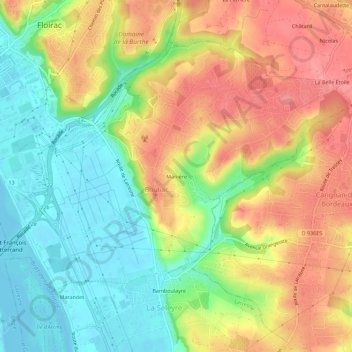 Topografische Karte Manière, Höhe, Relief