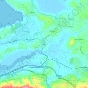 Topografische Karte Gajano, Höhe, Relief