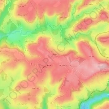 Topografische Karte Farges, Höhe, Relief