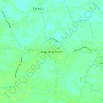 Topografische Karte Jalpa de Méndez, Höhe, Relief