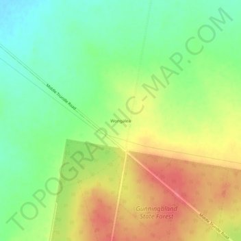Topografische Karte Wongalea, Höhe, Relief