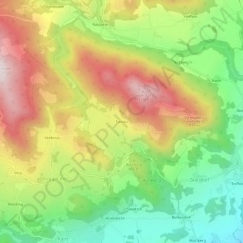 Topografische Karte Fachau, Höhe, Relief