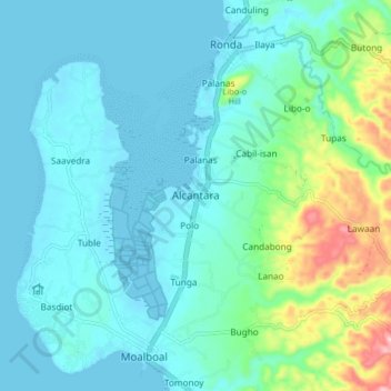 Topografische Karte Alcantara, Höhe, Relief