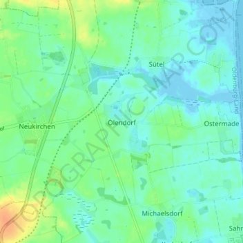 Topografische Karte Ölendorf, Höhe, Relief