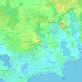 Topografische Karte Cloucarnac, Höhe, Relief