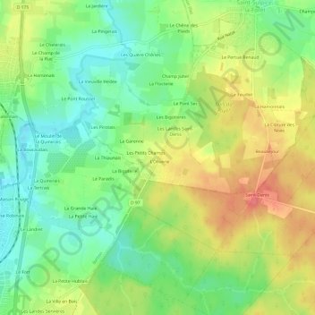 Topografische Karte Les Cocheriais, Höhe, Relief