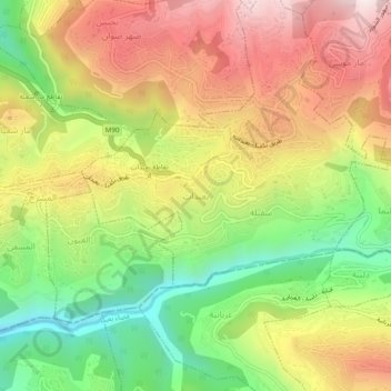 Topografische Karte Baabdat, Höhe, Relief