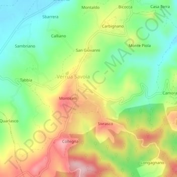 Topografische Karte Ronzo, Höhe, Relief