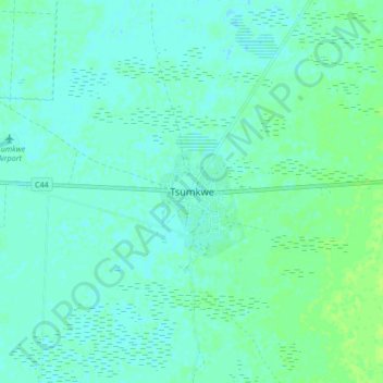 Topografische Karte Tsumkwe, Höhe, Relief