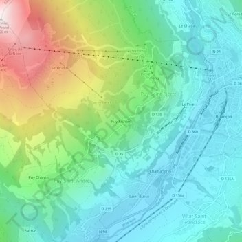 Topografische Karte Puy Richard, Höhe, Relief