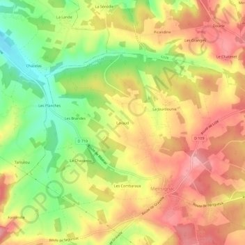 Topografische Karte Lavaud, Höhe, Relief