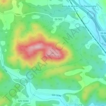Topografische Karte Mont-roig, Höhe, Relief