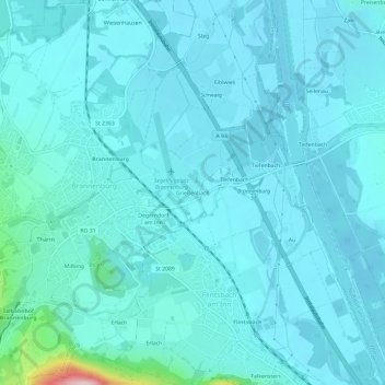 Topografische Karte Grießenbach, Höhe, Relief