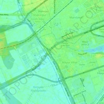 Topografische Karte Samaspur, Höhe, Relief