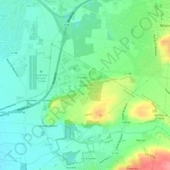 Topografische Karte Les Chênes, Höhe, Relief