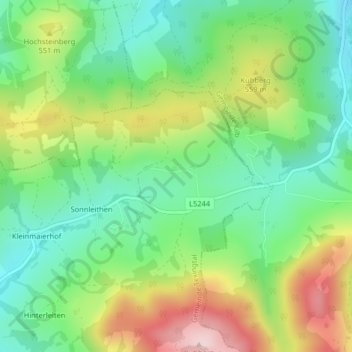 Topografische Karte Bach, Höhe, Relief