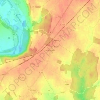 Topografische Karte La Ferandière, Höhe, Relief