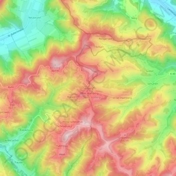 Topografische Karte Sitzberg, Höhe, Relief