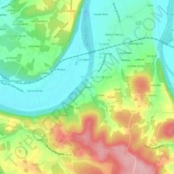 Topografische Karte Lasfont, Höhe, Relief