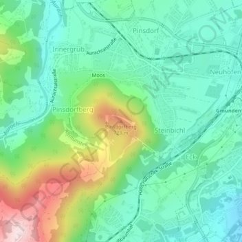 Topografische Karte Pinsdorfberg, Höhe, Relief