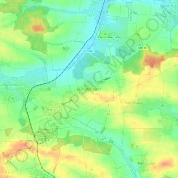 Topografische Karte Rumeltshausen, Höhe, Relief