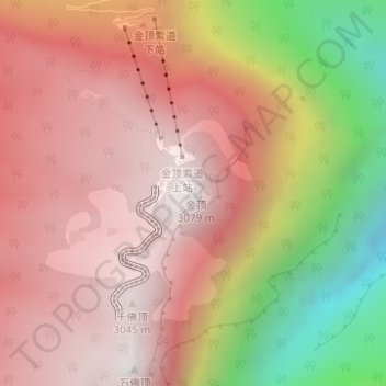 Topografische Karte Emei Shan, Höhe, Relief