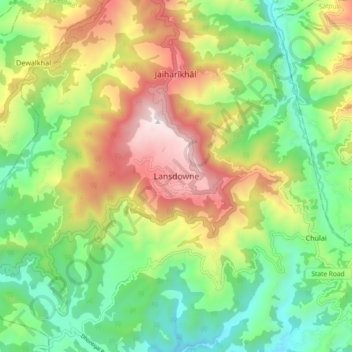 Topografische Karte Lansdowne, Höhe, Relief