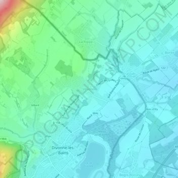 Topografische Karte Vésenex, Höhe, Relief