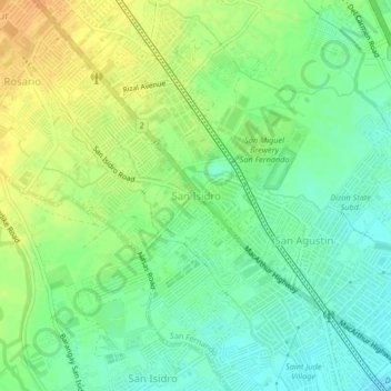 Topografische Karte San Isidro, Höhe, Relief