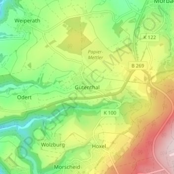 Topografische Karte Gutenthal, Höhe, Relief