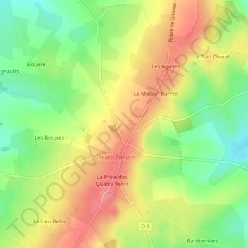 Topografische Karte Domaine Neuf, Höhe, Relief